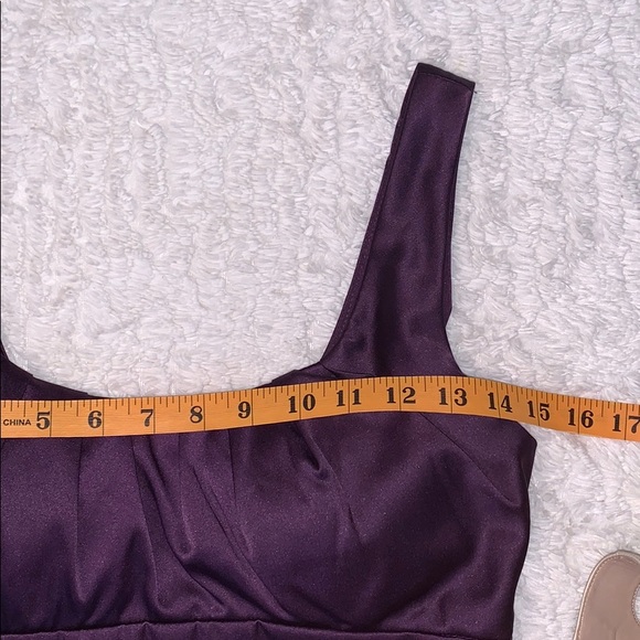 Bisou Bisou satin plum lightly form fitting dress - Picture 8 of 8